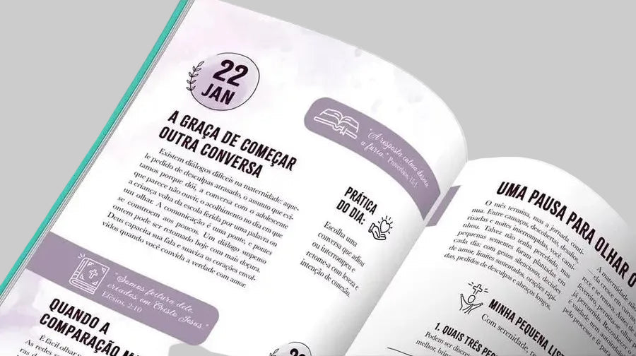 Páginas internas com devocional diário